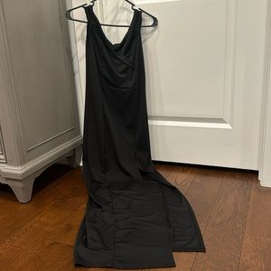 Black formal full length dress. Off the shoulder, side split. Worn once.
